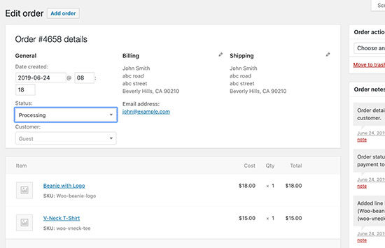 Orders in WooCommerce