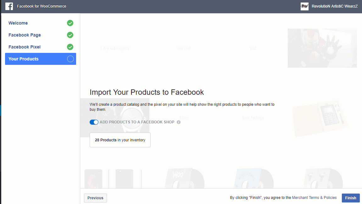 choose the option import product and click the Finish button