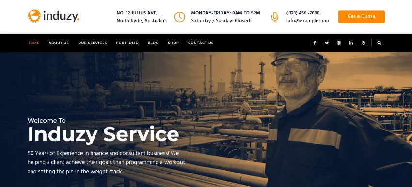 Induzy A Classic Oil Industrial WordPress Template