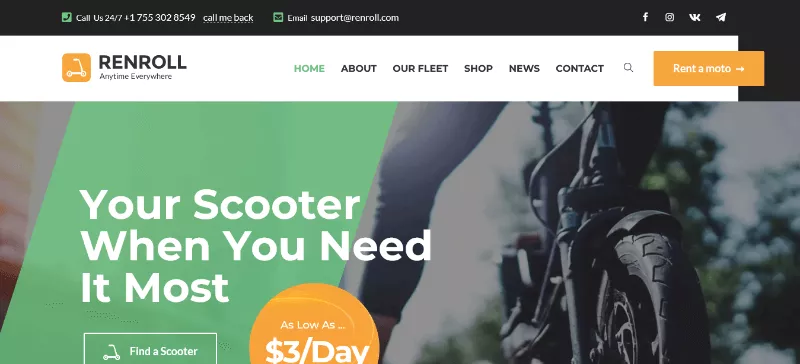 Renroll: A Sleek Cycling Website Template