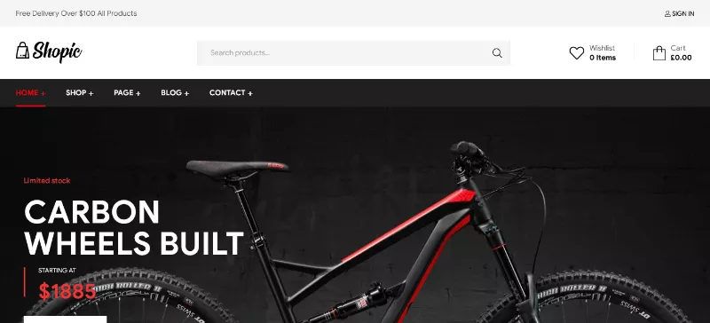 Shopic: An Eye-catching Bike Shop Website Template