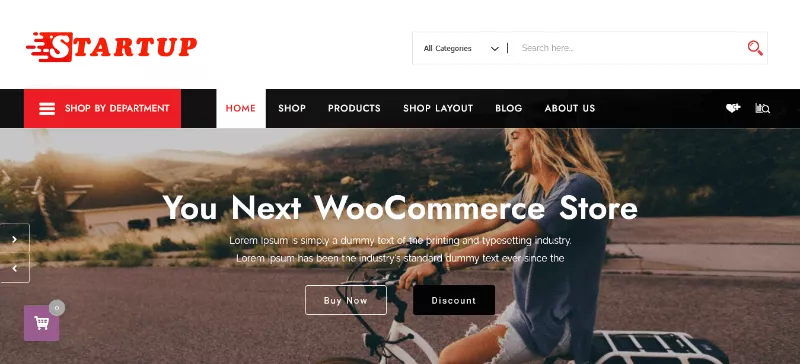 StartupShop: a Minimal Bike WordPress Template
