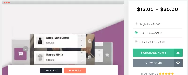 Modal Fly Cart with Ajax