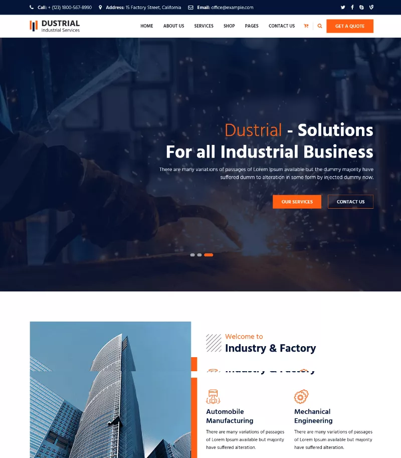 Dustrial: A Modern Industrial Engineering Website Template