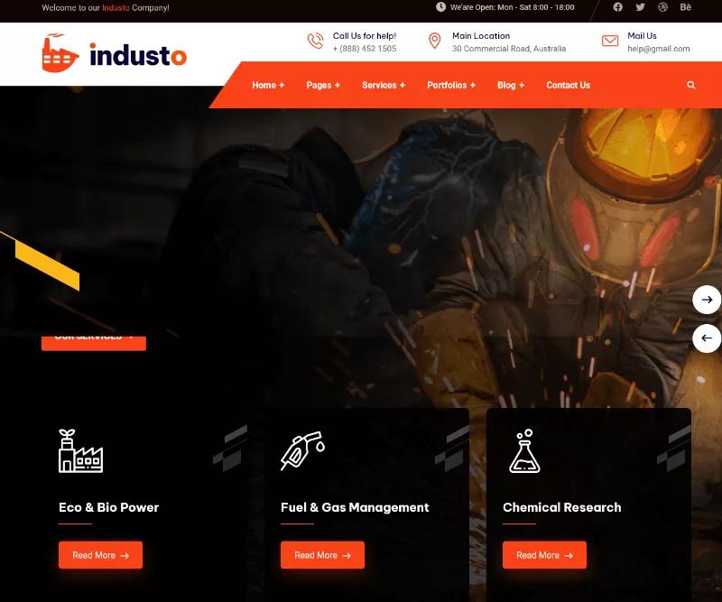 Industo: A Clean Industrial WP Template