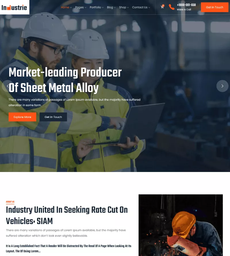 Industrie: A Minimal Factory and Industrial Website Template