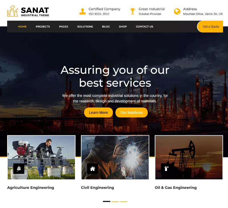 Sanat: A Sleek Industrial Website Template