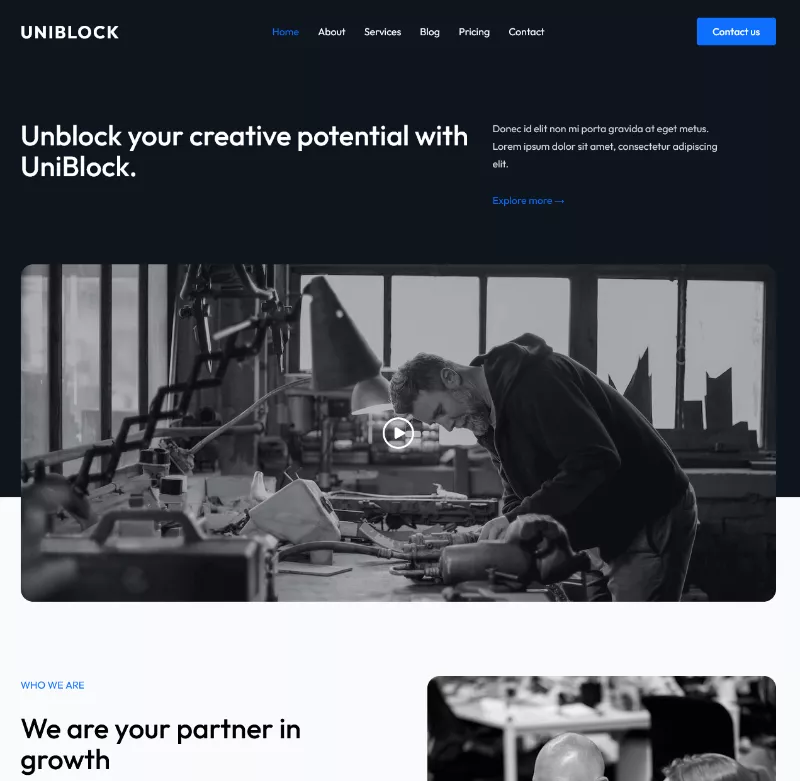 UniBlock: A Sophisticated Industry WordPress Template