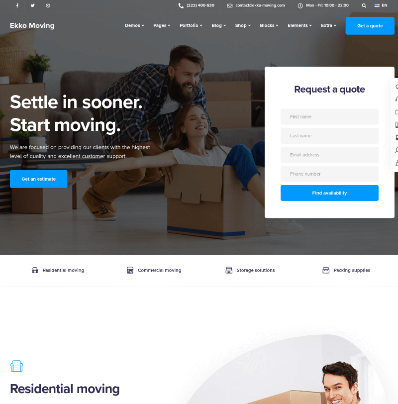 Top 10 Professional Moving Company WordPress Themes