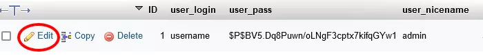 reset wordpress password phpmyadmin
