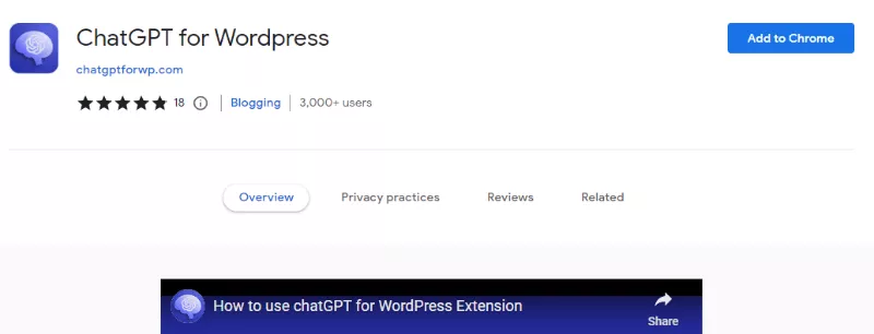 ChatGPTForWP form Google Chrome