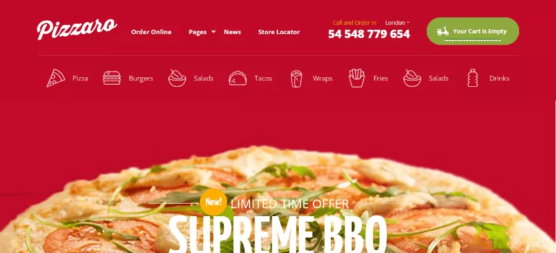 Pizzaro: An Optimal Fast-Food WordPress Theme