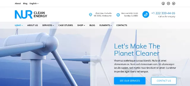Nur: A Robust Alternative & Renewable Energy WordPress Theme