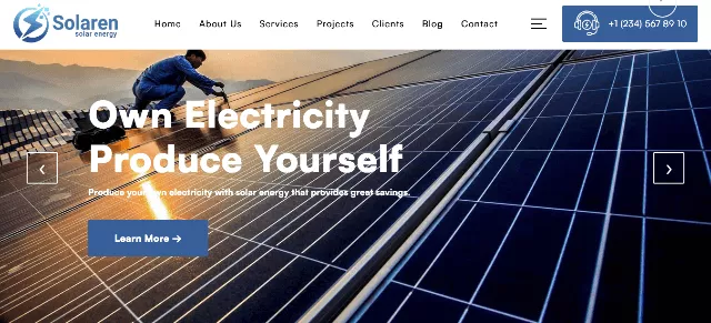 Solaren: A Sleek Solar Power Website Design