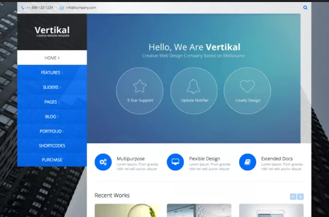 Vertical Navigation Website Theme