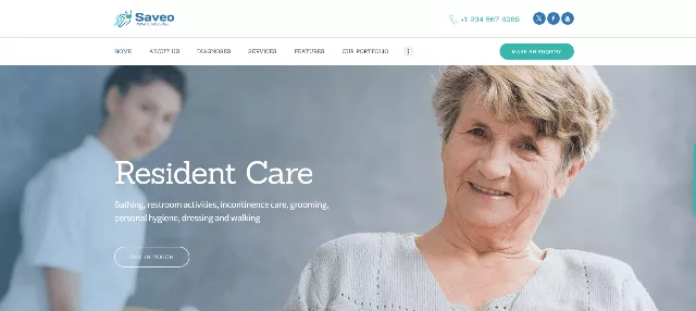 Saveo: a Minimal Home Nursing Website Template