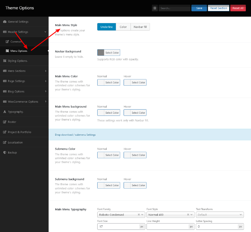 General settings