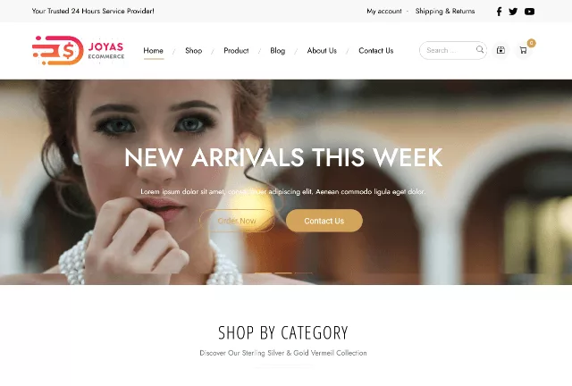 Joyas Shop – minimalist luxury apparel shop WordPress template preview