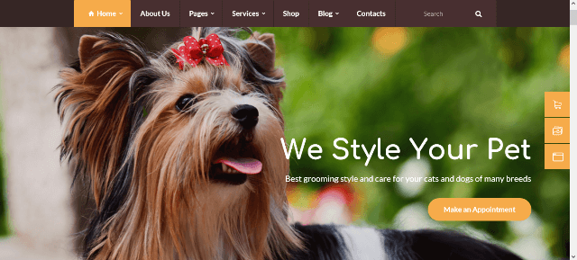 Pets Grooming - WordPress animal clinic website template with modern design and responsive layout