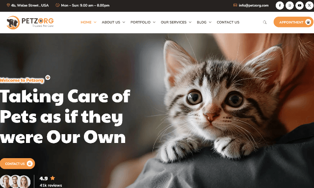Petzorg – WordPress Veterinary Theme for Modern Animal Clinics