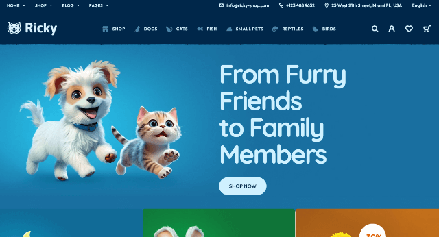 Ricky – Pet Grooming WordPress Theme for Animal Care Websites