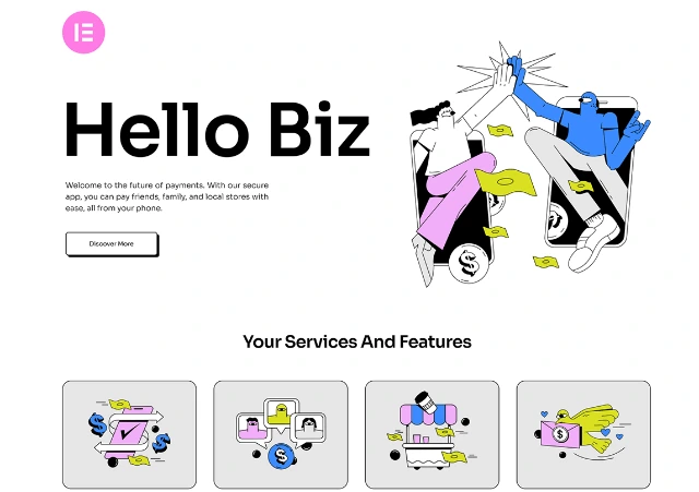Hello Biz – 無料のビジネス向けElementorテーマ