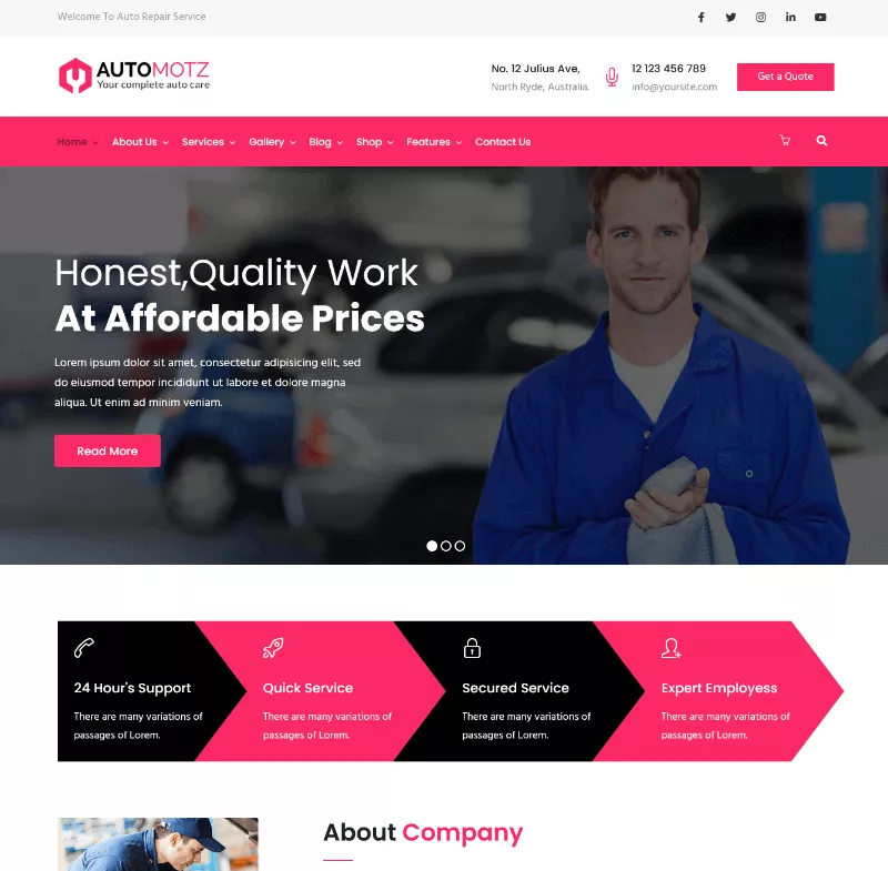 Automotz: A Car Repair WordPress Theme