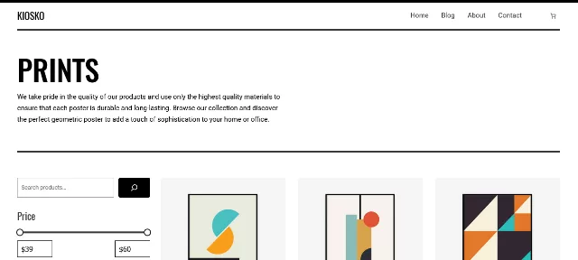 Kiosko eCommerce-Theme mit sauberem Online-Shop-Layout und Demo-Inhalt