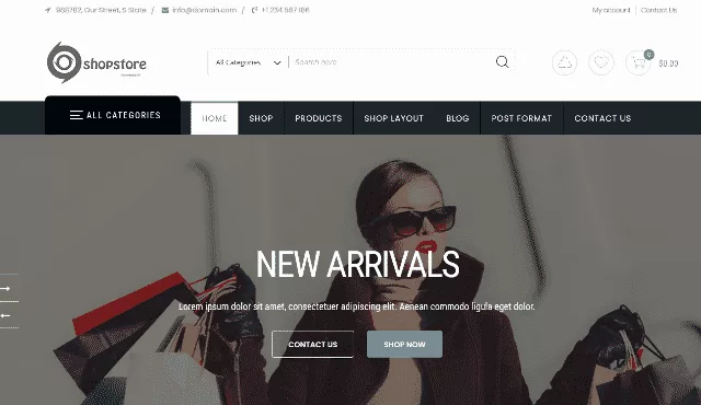 ShopStore free theme for selling books, clean layout, smooth browsing, easy setup online store
