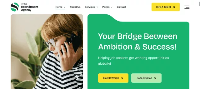 Screenshot of Avada with customizable design and prebuilt websites