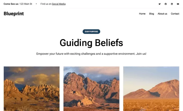 Blueprint WordPress theme with modern, responsive design and flexible layout