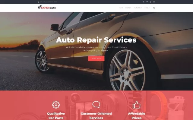 Previewing EXPERT Auto, a sleek website template packed with features to show off top-tier car maintenance services