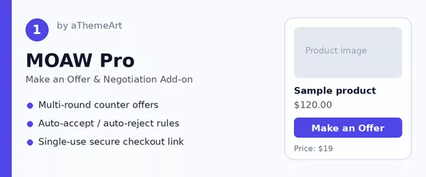 MOAW Pro make an offer and negotiation add-on for WooCommerce