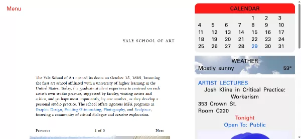 Art.yale.edu plain unstyled-looking website example of websites with bad design