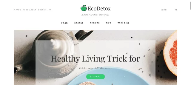 Ecodetox healthy food blog Elementor WordPress theme from TemplateMonster