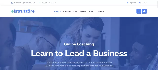 Eistruttore speaker and life coach WordPress theme with courses page