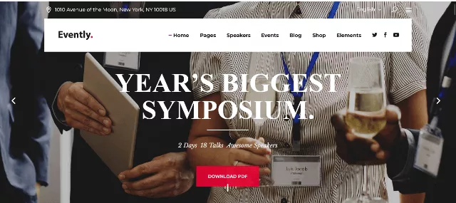 Evently event and conference WordPress theme for speaker profiles