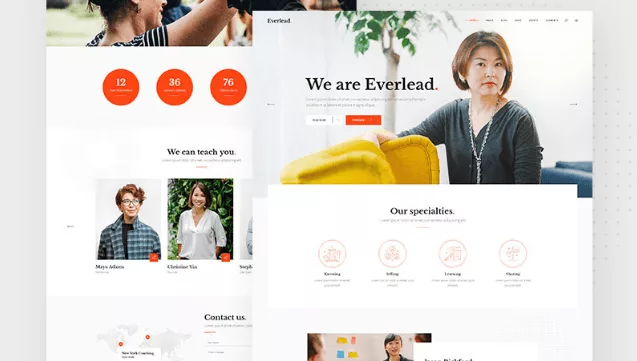 Everlead life coach and public speaker WordPress theme homepage