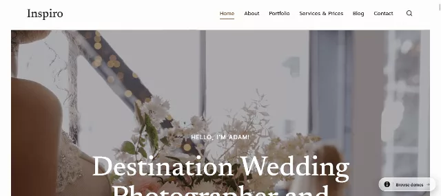 Inspiro fullscreen video homepage for wedding films