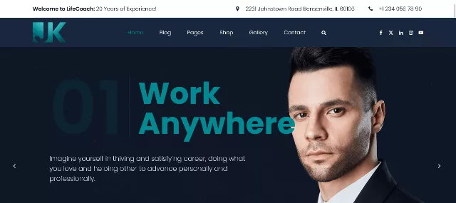 Life Coach public speaker personal page WordPress theme