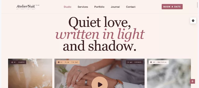 Neve wedding starter site with full width header photo