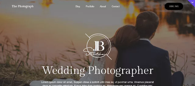Wedding Photography Studio homepage with couple section