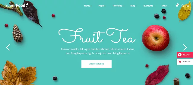 Superfood WordPress theme for organic food and healthy products with shop layout