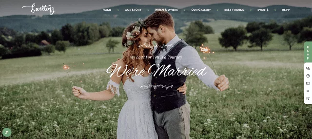Sweetinz one-page wedding layout with countdown