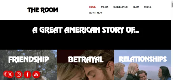Theroom.movie website for the cult film example of bad but memorable website design