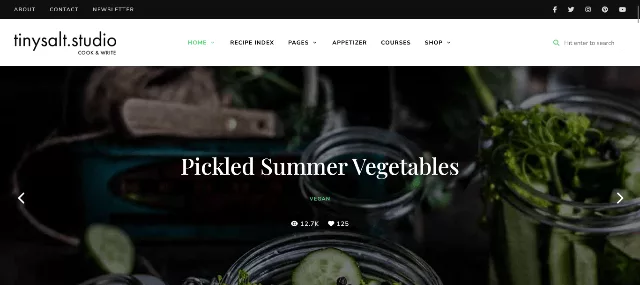 TinySalt personal food blog WordPress theme with recipe index and home layouts
