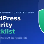 WordPress security checklist 2027 shield illustration