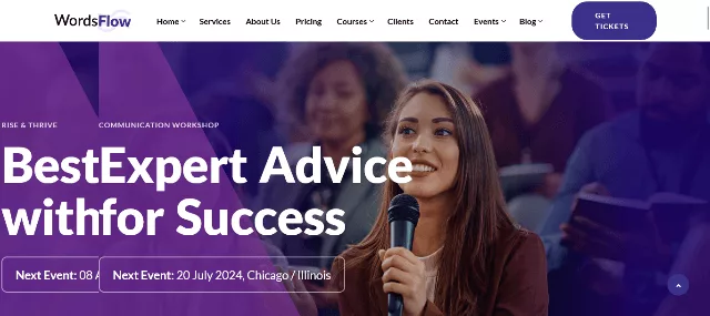 Wordsflow life coach and motivational speaker WordPress theme
