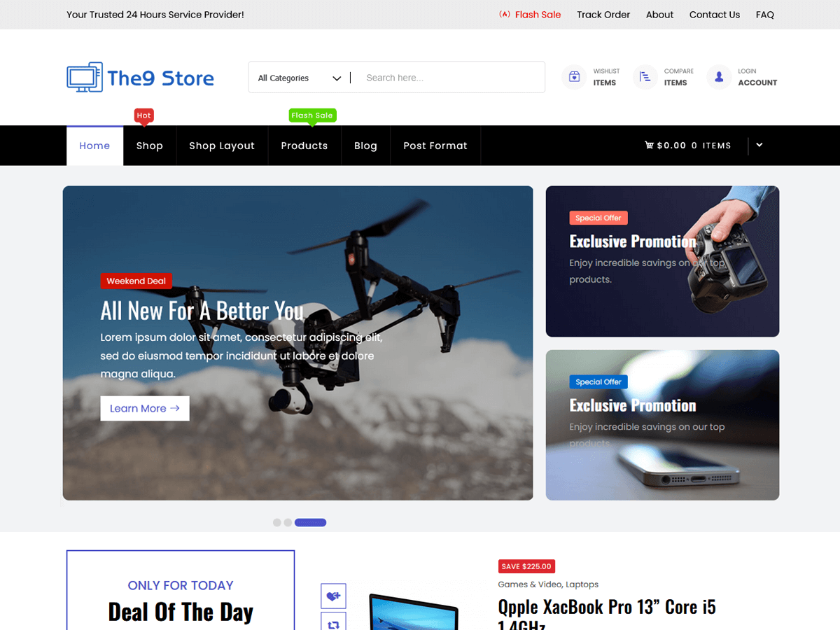 The9 Store – Kostenloses WordPress-Design mit elegantem Layout, perfekt für stilvolle E-Commerce-Websites