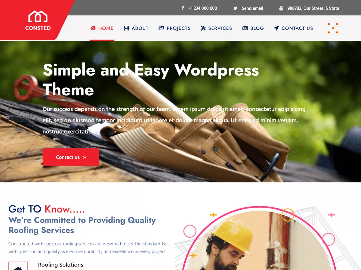 Consted Roofing Flooring Child Theme